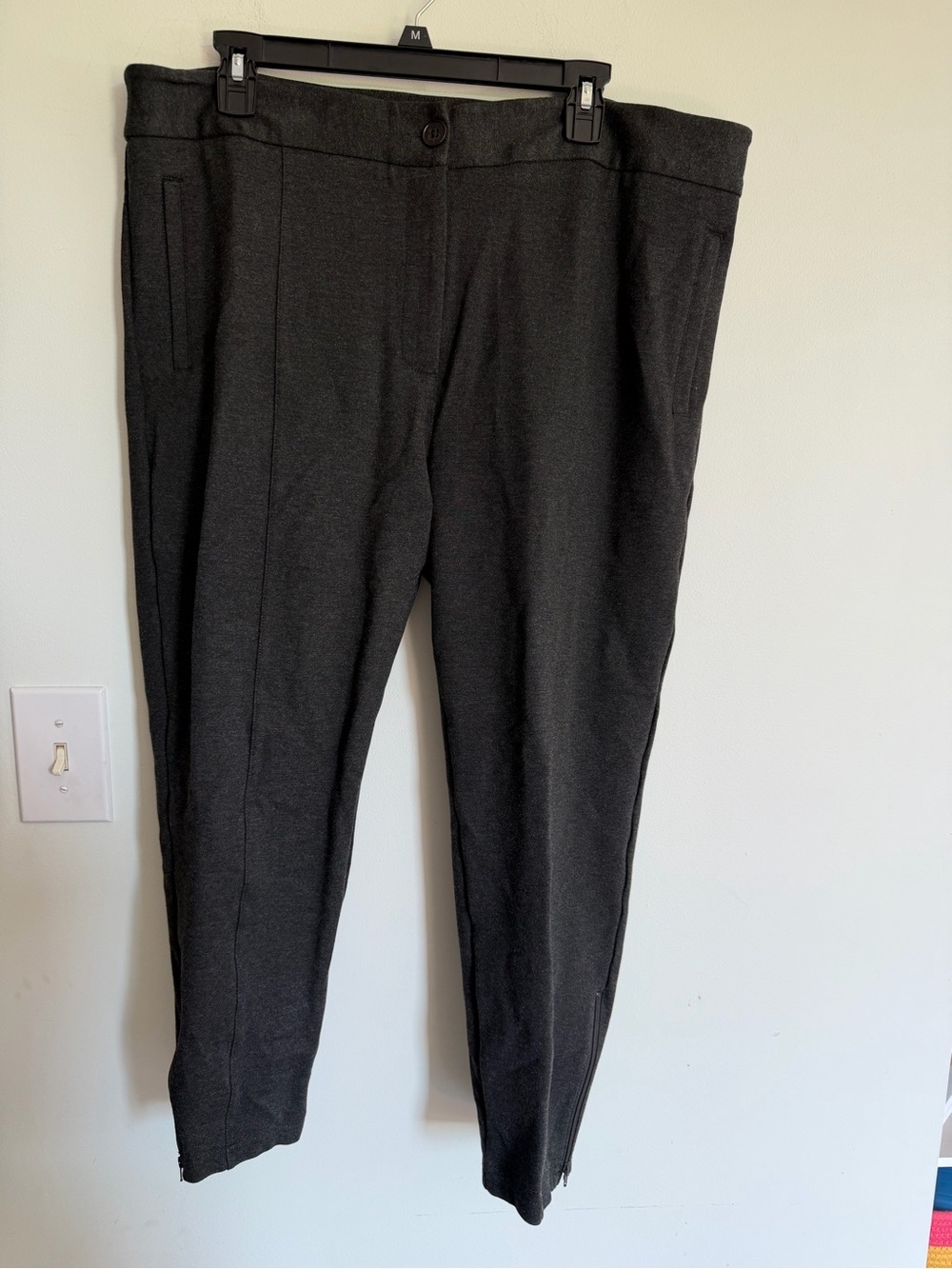 Betabrand Woman’s Charcoal Dress Pants - Tailored Zip Hem